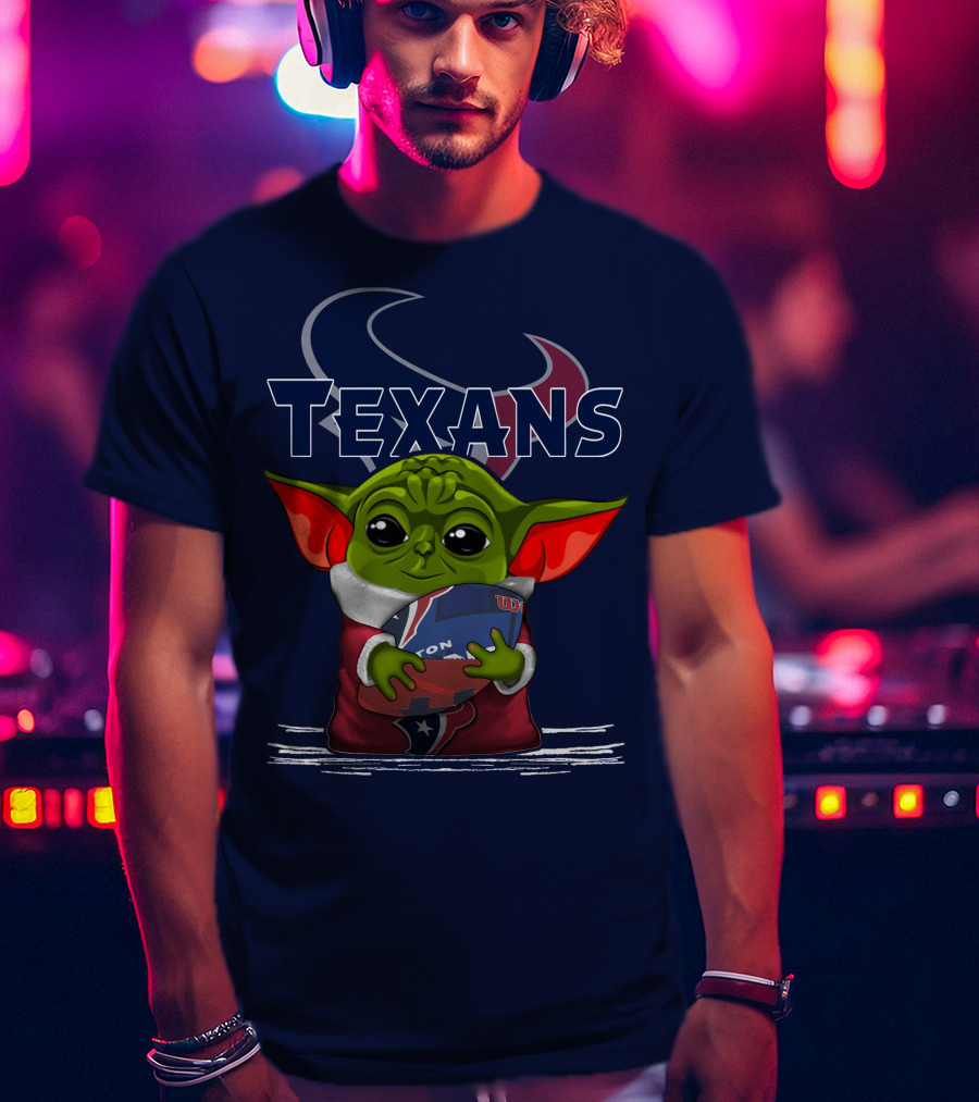 Texans Yoda Holding Football Houston NFL T-Shirt