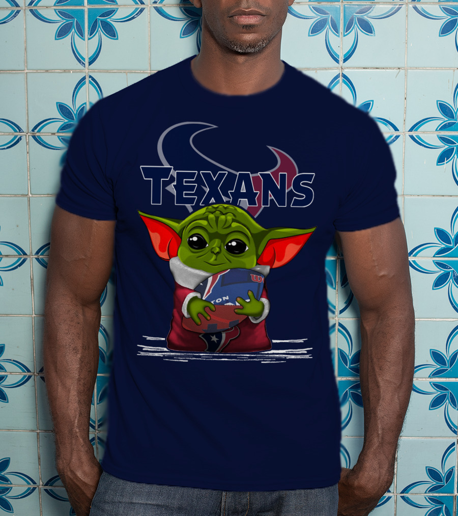 Texans Yoda Holding Football Houston NFL T-Shirt