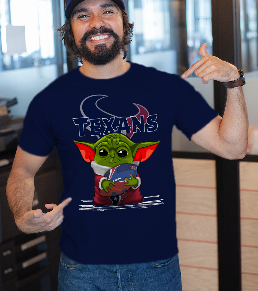 Texans Yoda Holding Football Houston NFL T-Shirt