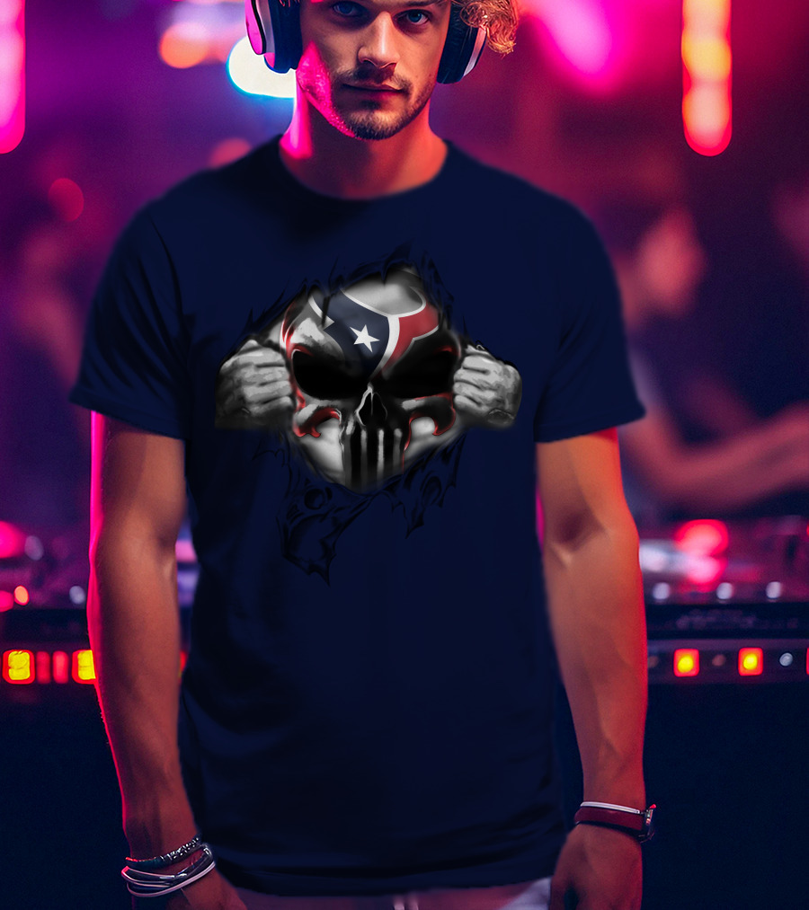 Houston Texans 67 Skull Texas Flag T-Shirt