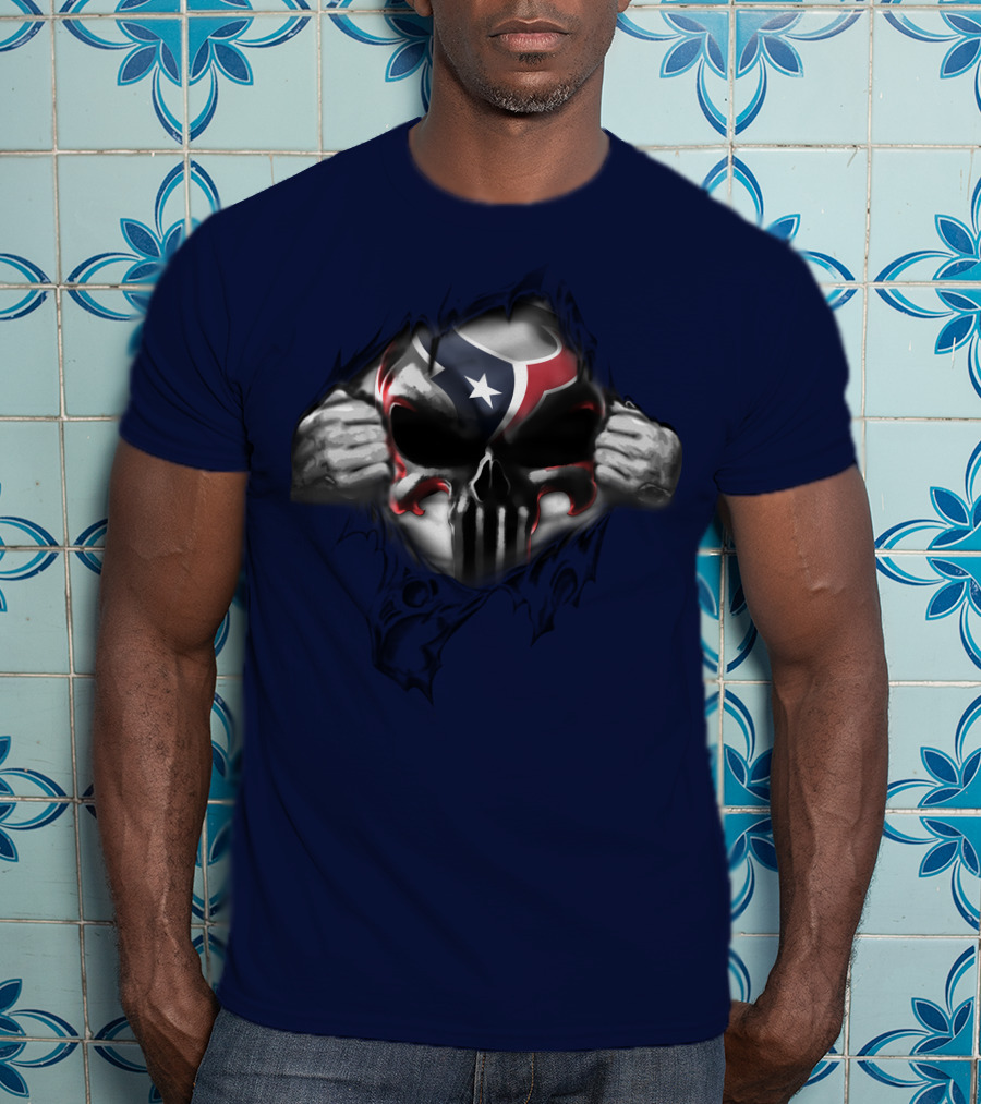 Houston Texans 67 Skull Texas Flag T-Shirt