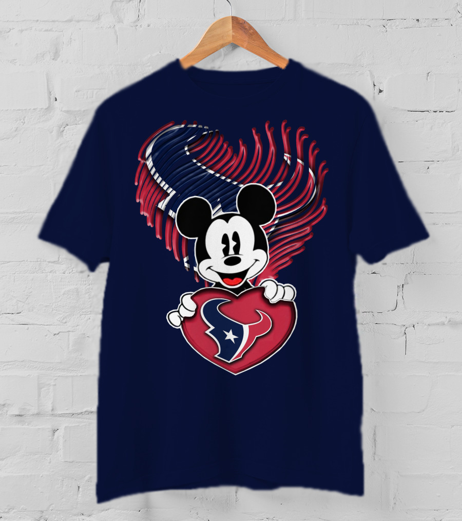 Mick Mouse Heart Houston Texans T-Shirt
