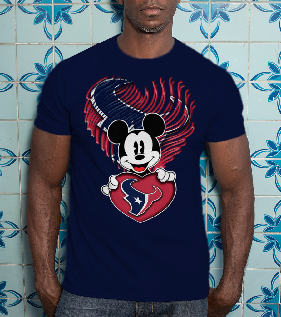 Mick Mouse Heart Houston Texans T-Shirt
