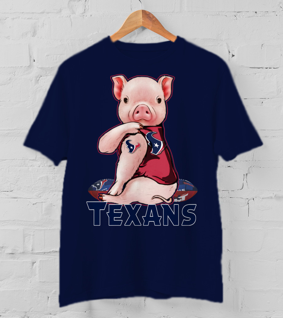 Texans Pig With Houston Logo Football T-Shirt