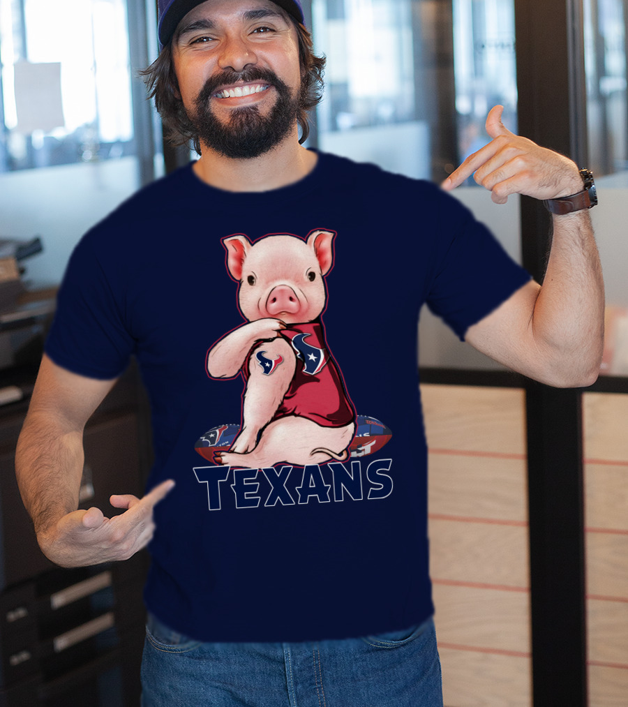 Texans Pig With Houston Logo Football T-Shirt