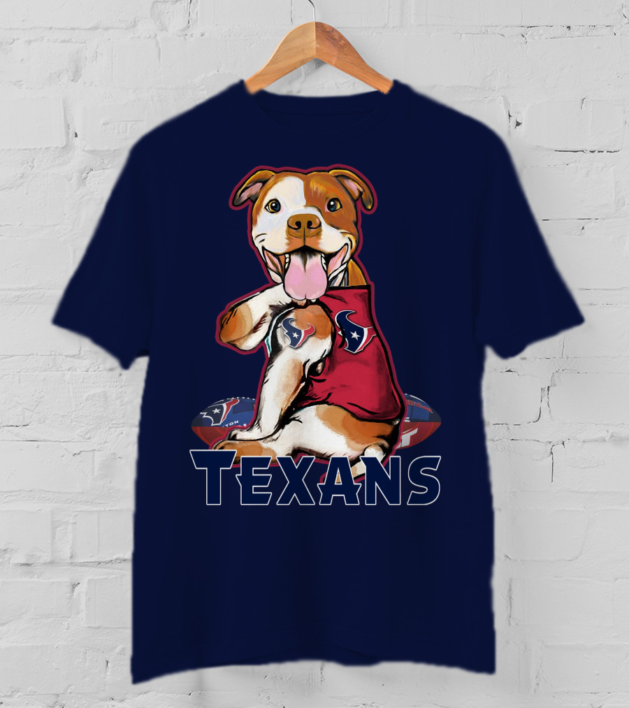 Pittbull Texans Football Icon With Houston Spirit T-Shirt