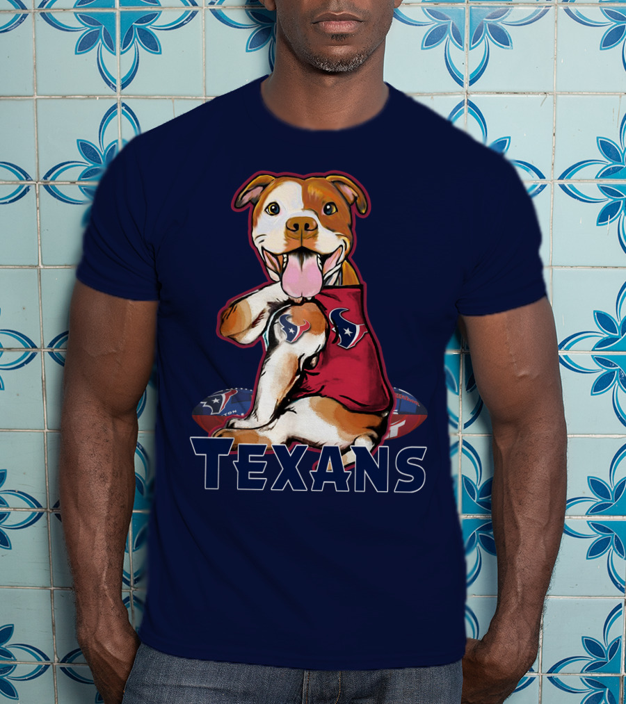 Pittbull Texans Football Icon With Houston Spirit T-Shirt