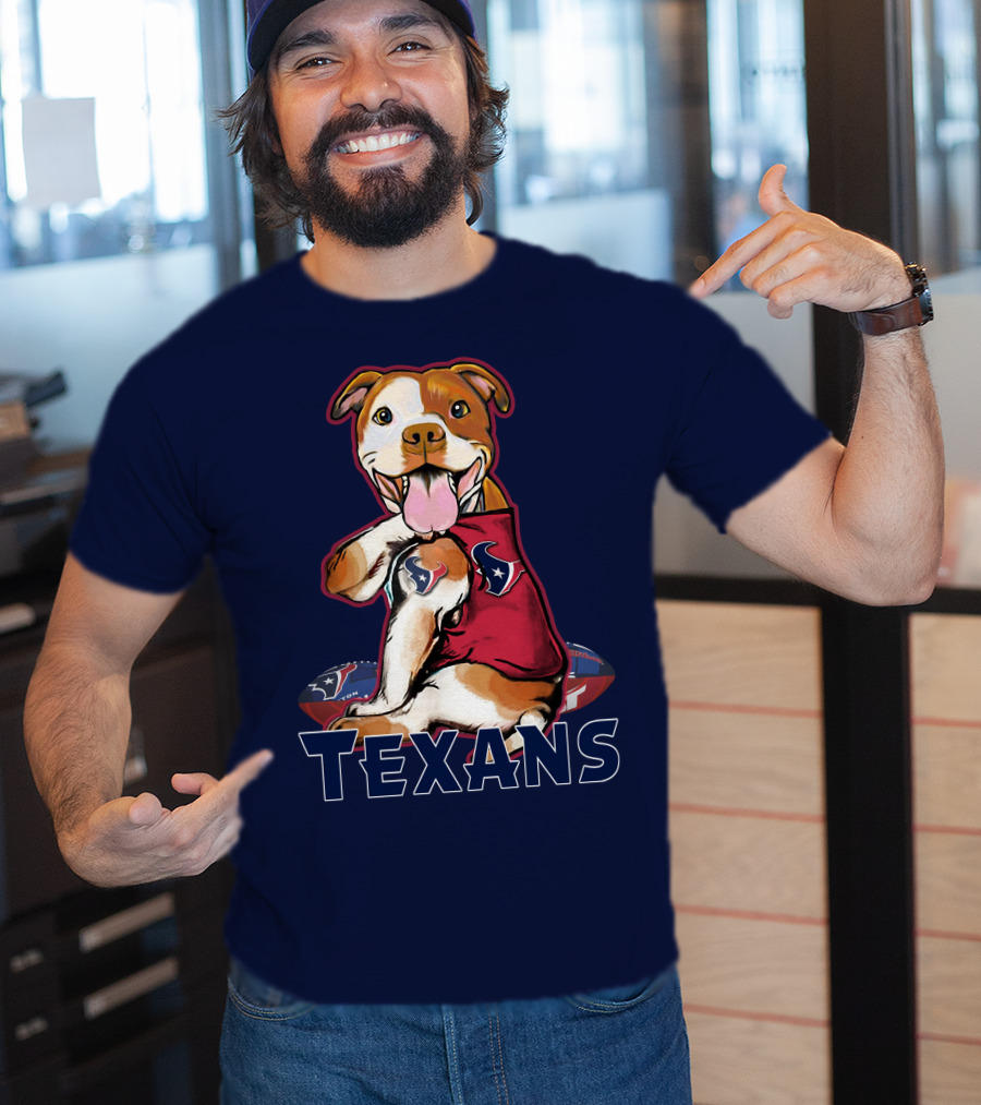 Pittbull Texans Football Icon With Houston Spirit T-Shirt