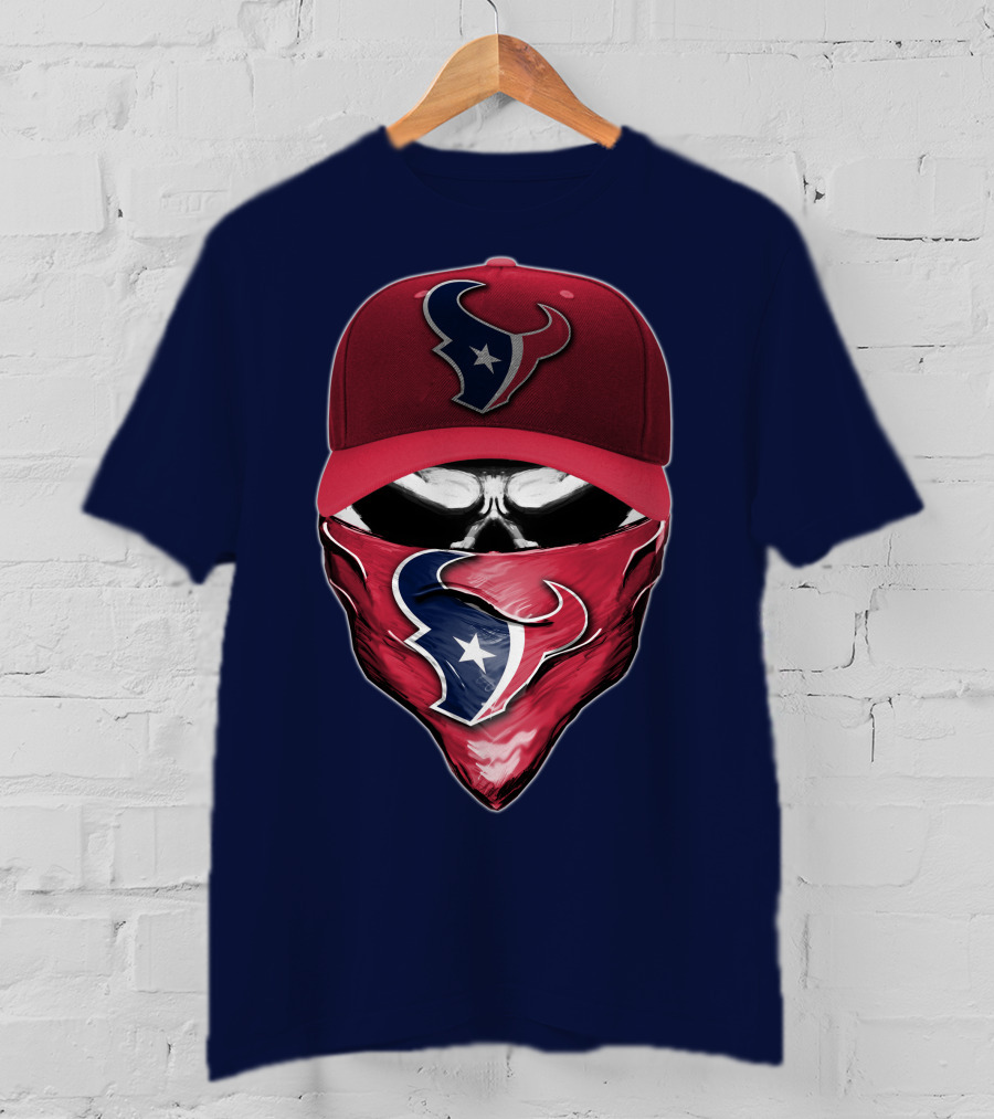 Houston Texans Skull Mask Hat T-Shirt