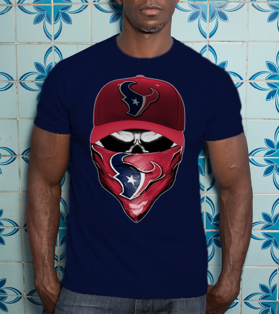 Houston Texans Skull Mask Hat T-Shirt