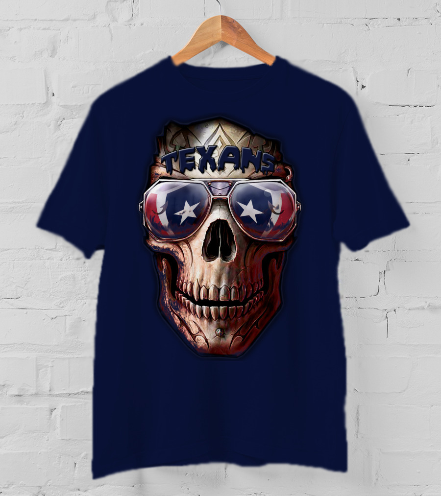 Texans Skull With Star Sunglasses T-Shirt
