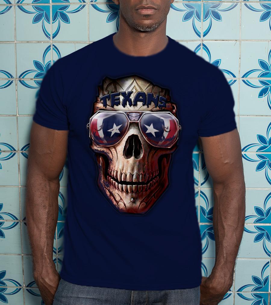 Texans Skull With Star Sunglasses T-Shirt