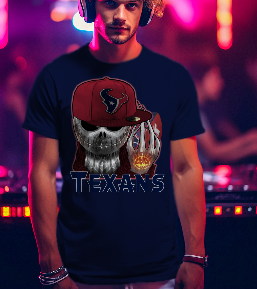 Jackskull Texans Football Halloween Pumpkin T-Shirt