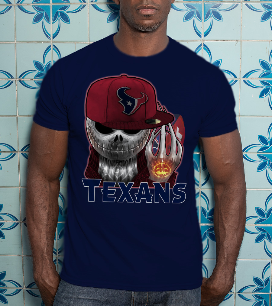 Jackskull Texans Football Halloween Pumpkin T-Shirt