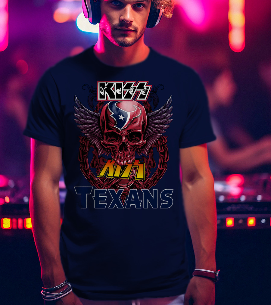 KISS Houston Texans Skull Wings T-Shirt