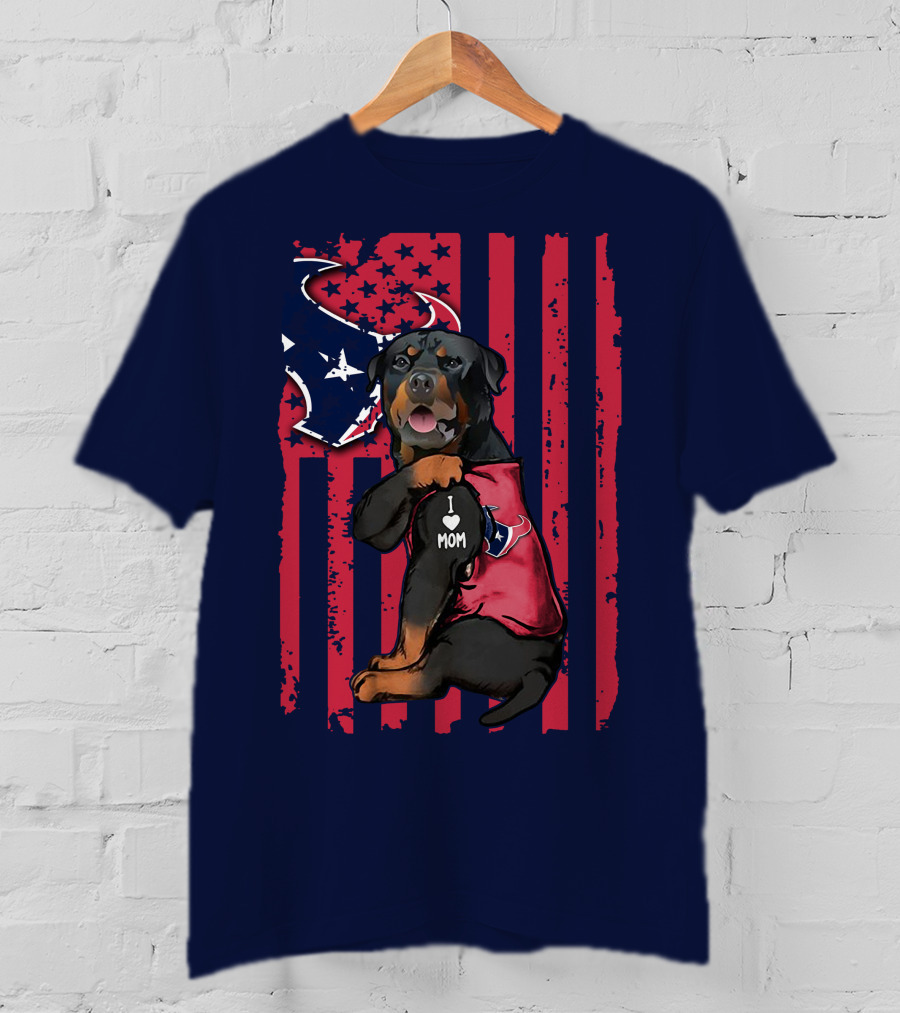 Rottweiler I Love Mom Houston Texans T-Shirt