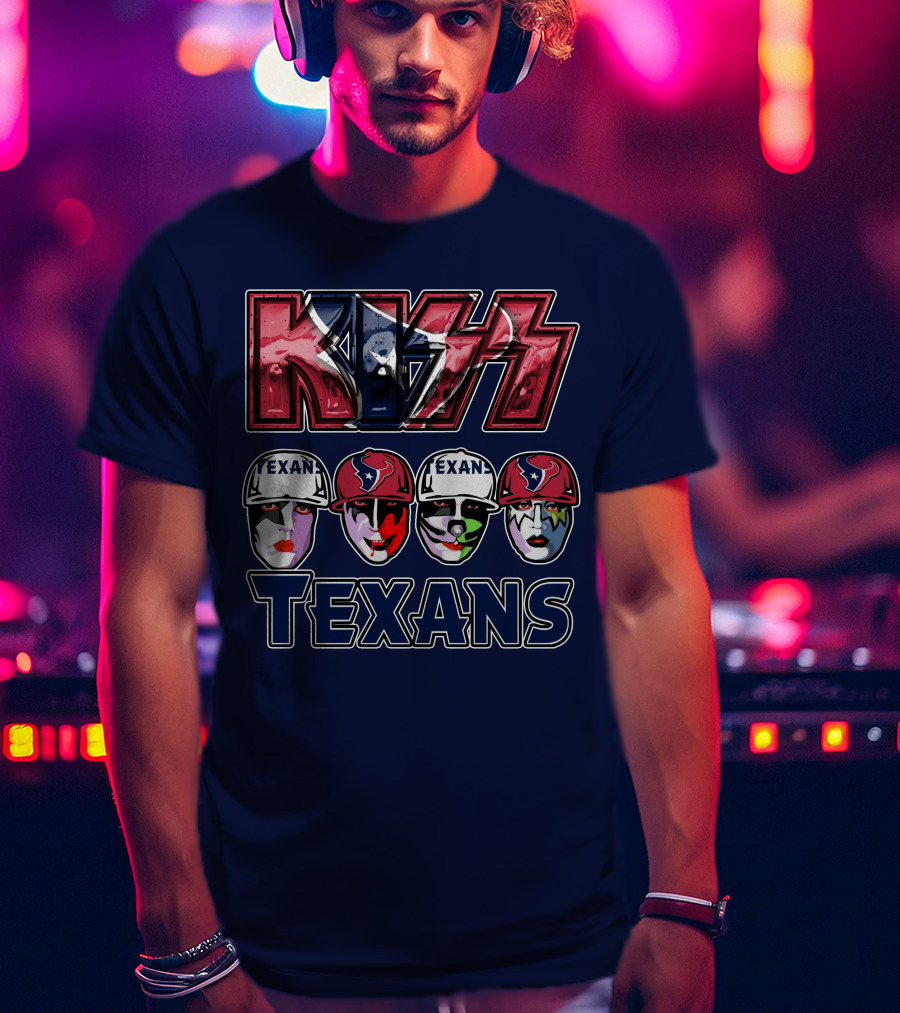 Kiss Texans Band Face Paint NFL T-Shirt