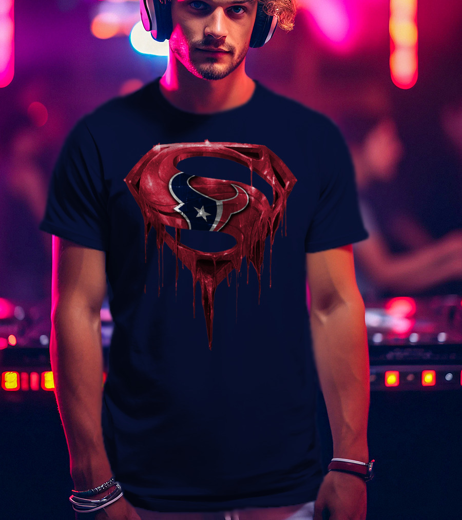Superman Houston Texans Logo Fusion T-Shirt