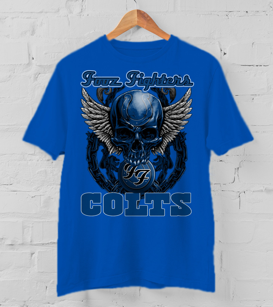 Foo Fighters Indianapolis Colts Wings Skull T-Shirt