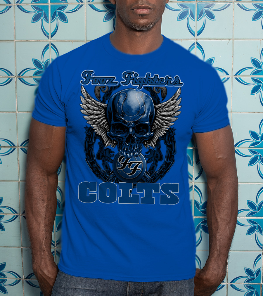 Foo Fighters Indianapolis Colts Wings Skull T-Shirt