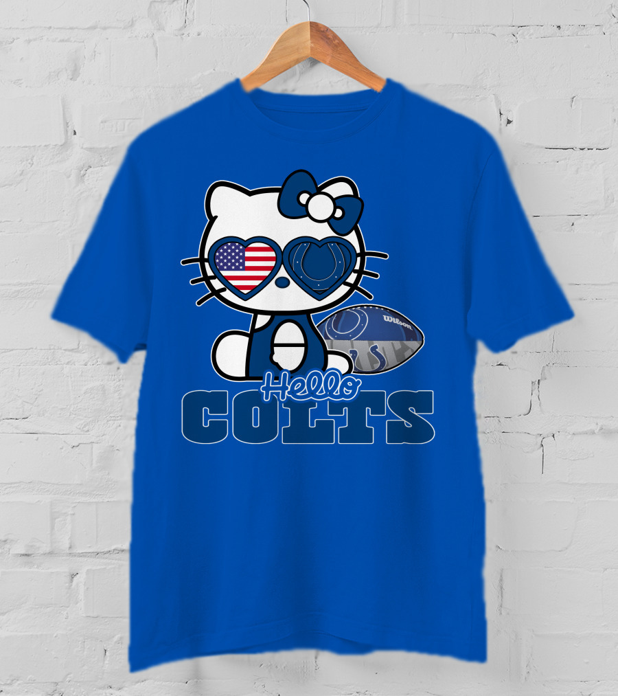 Hello Kitty Indianapolis Colts Football Fan USA Flag T-Shirt
