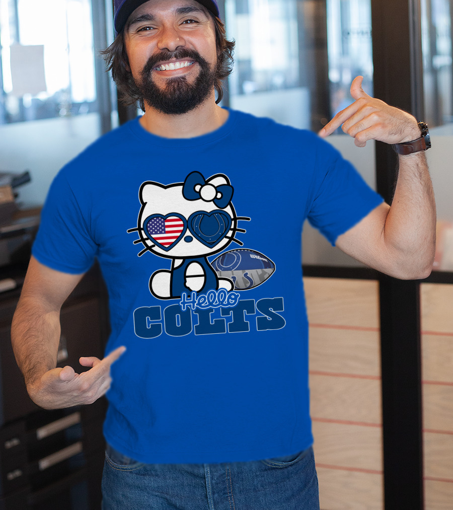 Hello Kitty Indianapolis Colts Football Fan USA Flag T-Shirt