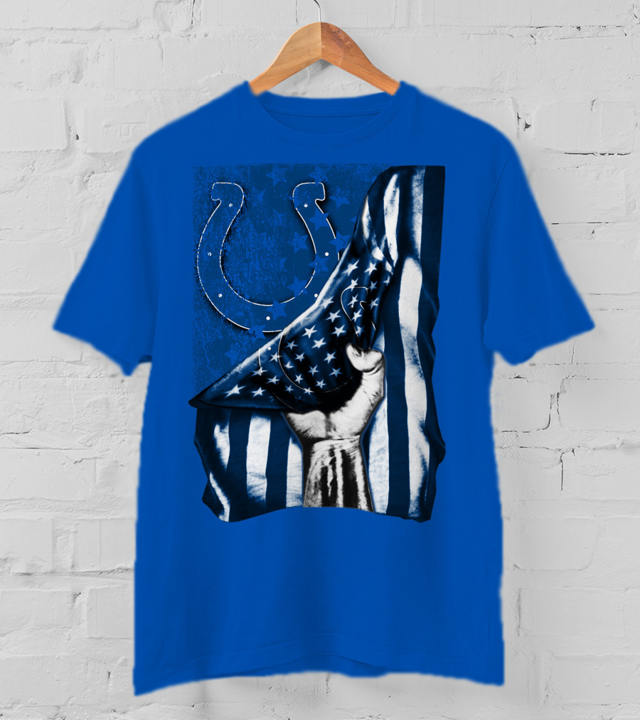 Indianapolis Colts American Flag Horseshoe T-Shirt
