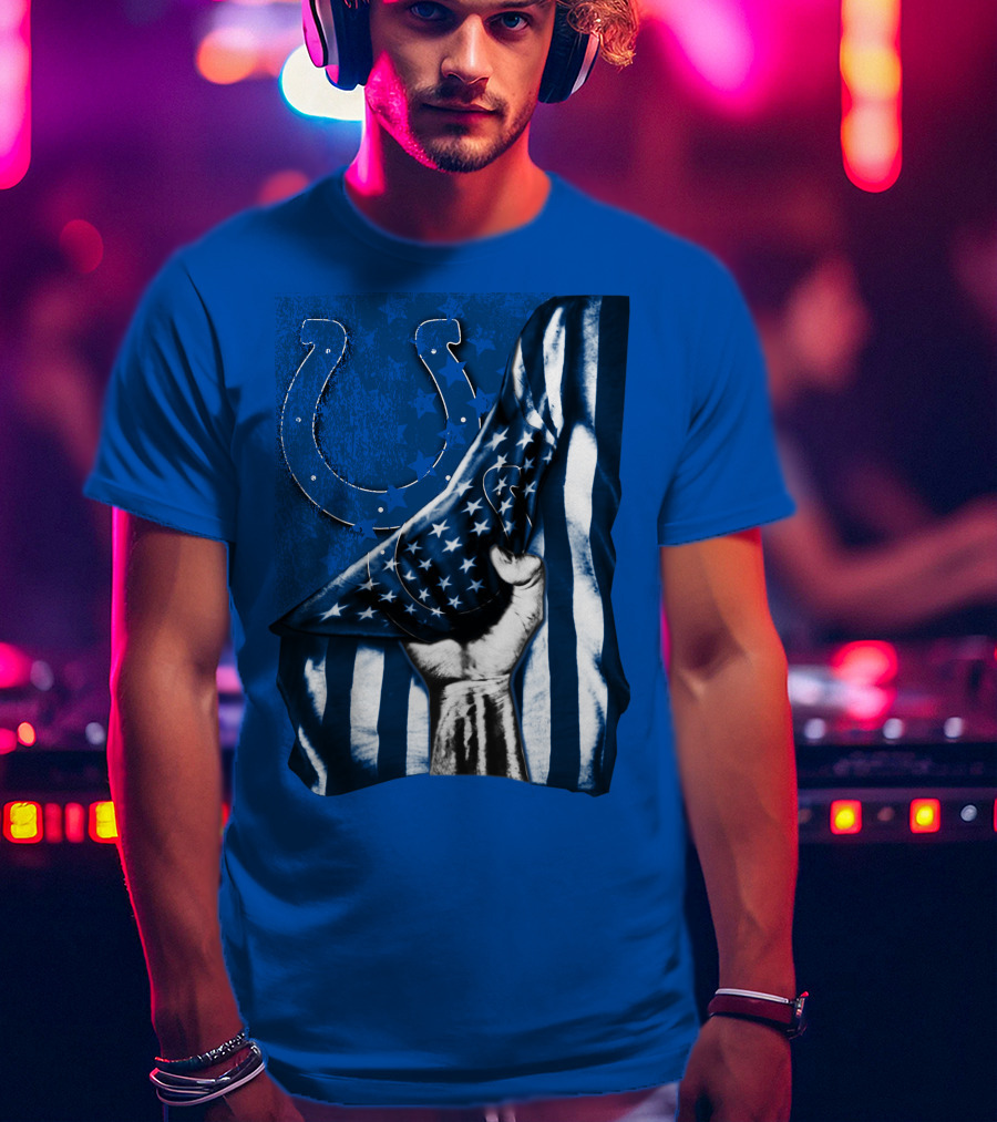 Indianapolis Colts American Flag Horseshoe T-Shirt