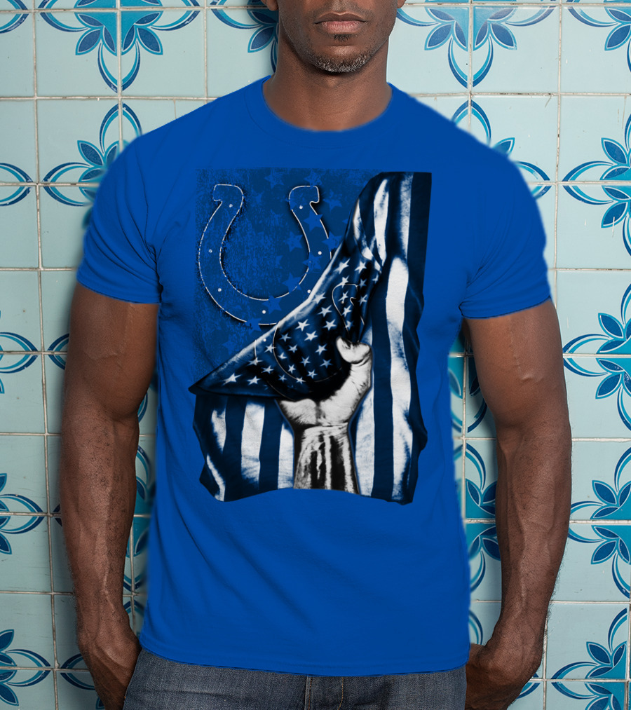 Indianapolis Colts American Flag Horseshoe T-Shirt