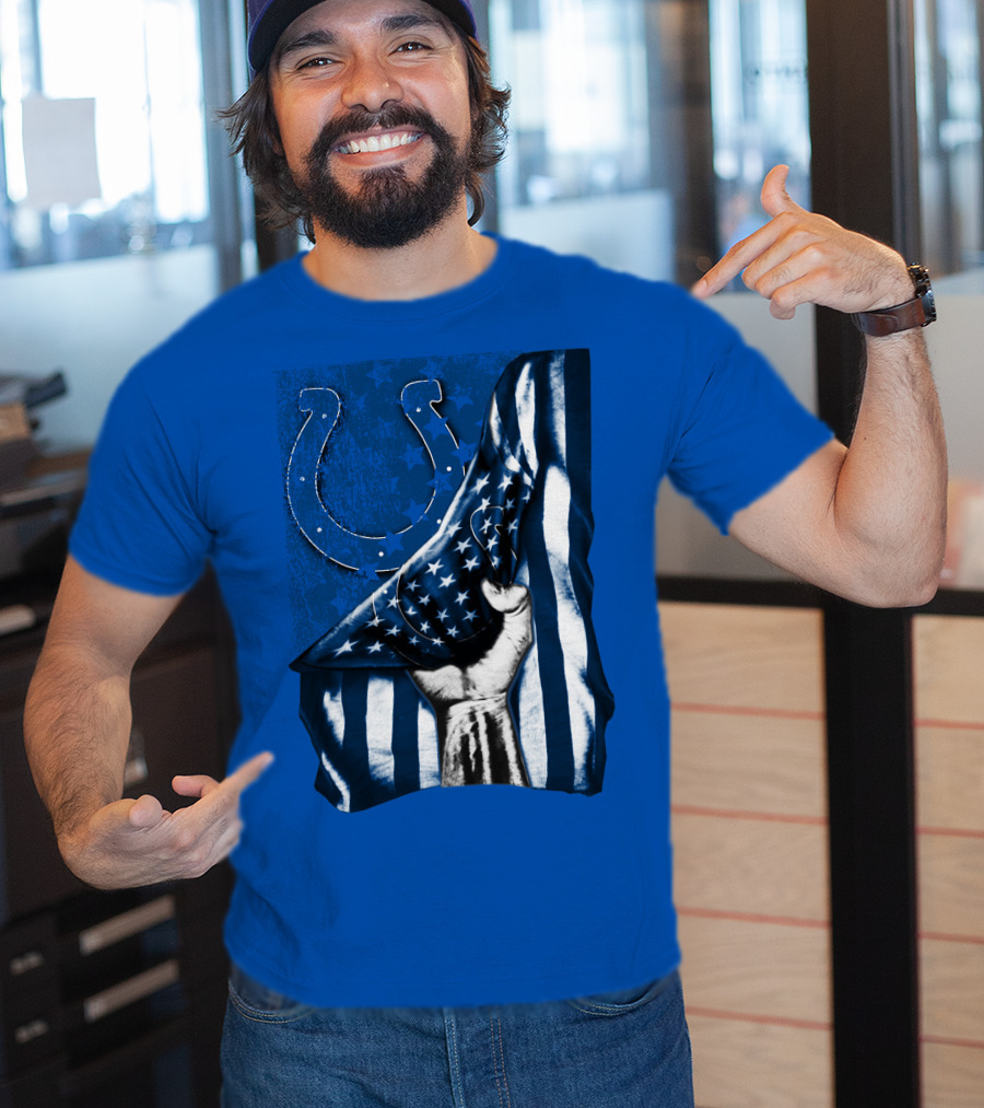 Indianapolis Colts American Flag Horseshoe T-Shirt