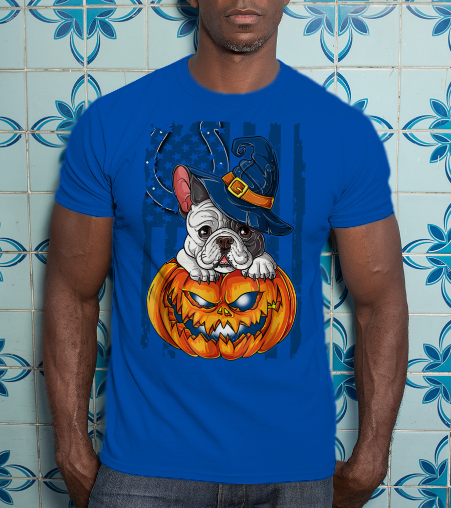 Hlw Bulldog Witch Hat Pumpkin Indianapolis Colts T-Shirt