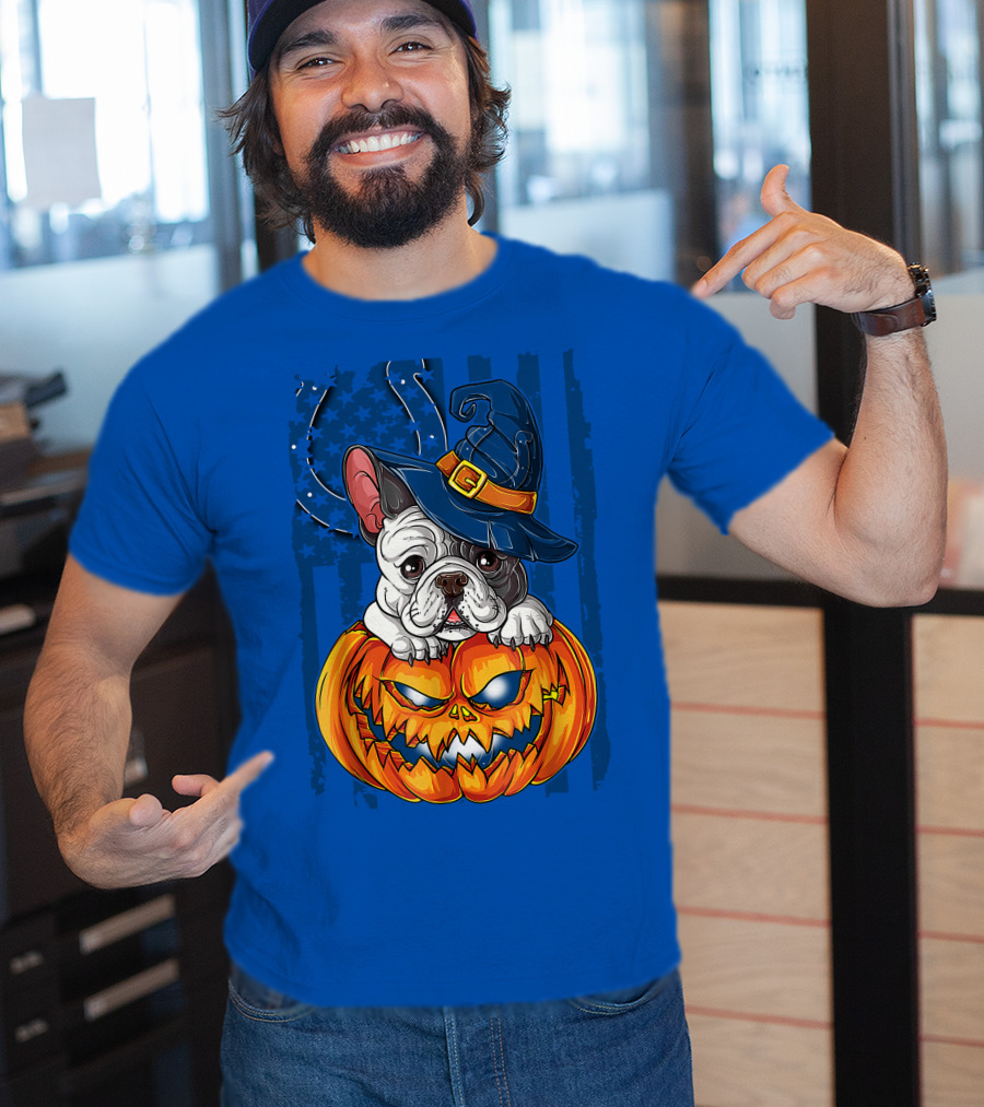 Hlw Bulldog Witch Hat Pumpkin Indianapolis Colts T-Shirt