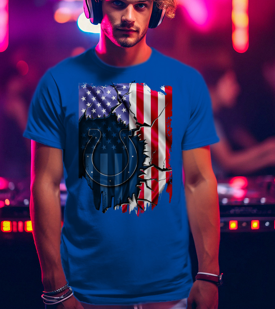 American Flag Indianapolis Colts Horseshoe T-Shirt