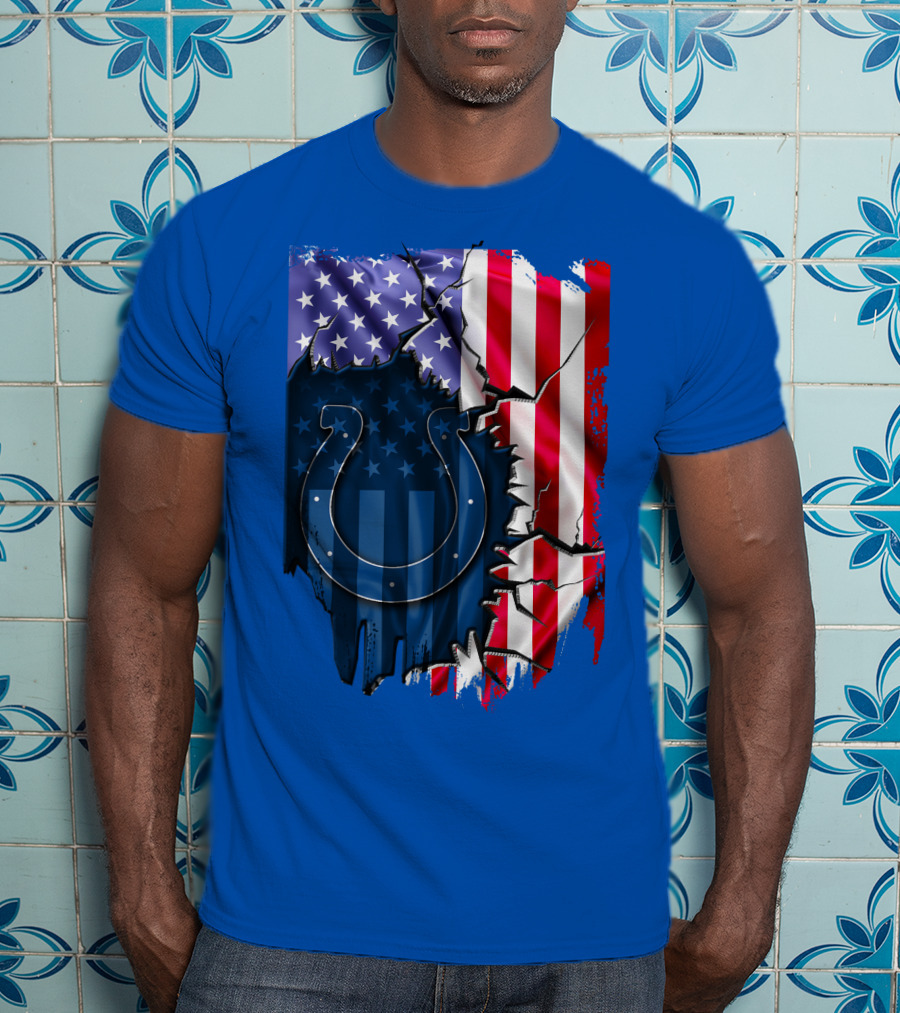 American Flag Indianapolis Colts Horseshoe T-Shirt