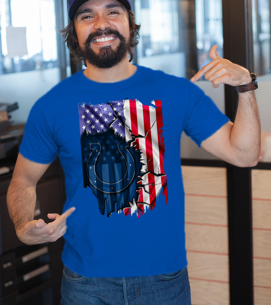 American Flag Indianapolis Colts Horseshoe T-Shirt
