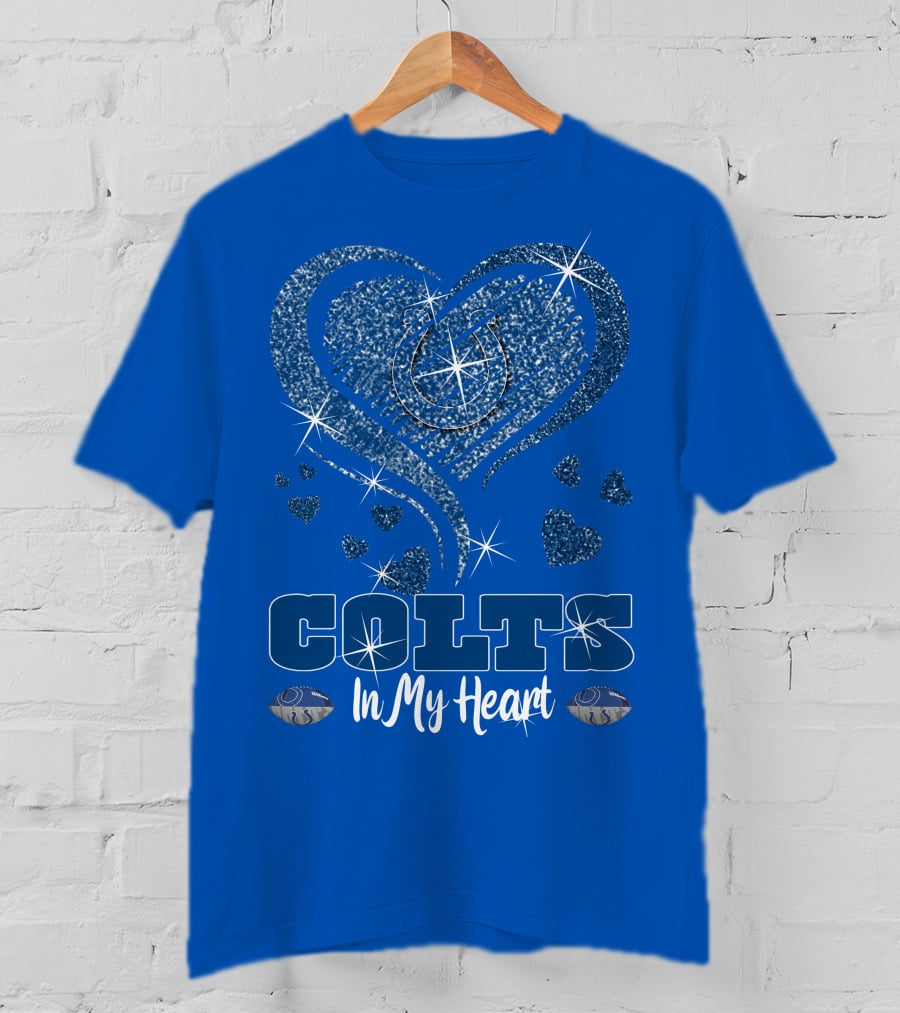 Colts In My Heart Sparkling Blue Heart T-Shirt