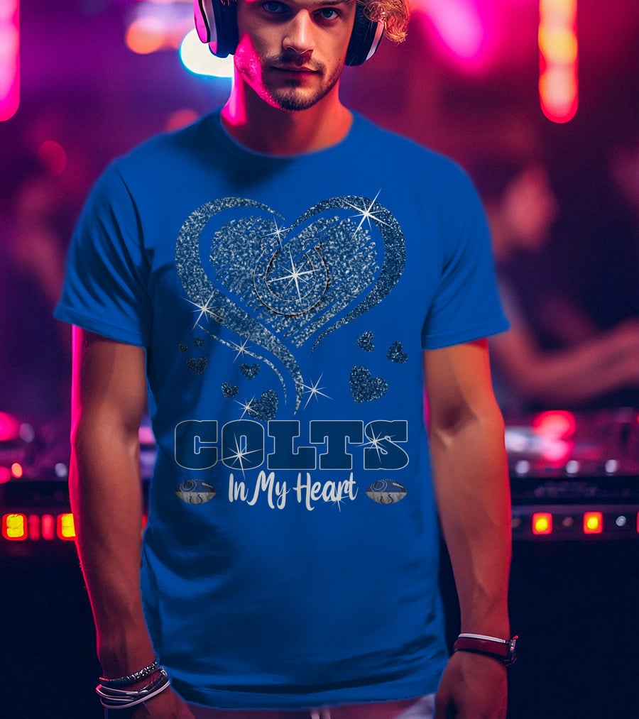 Colts In My Heart Sparkling Blue Heart T-Shirt