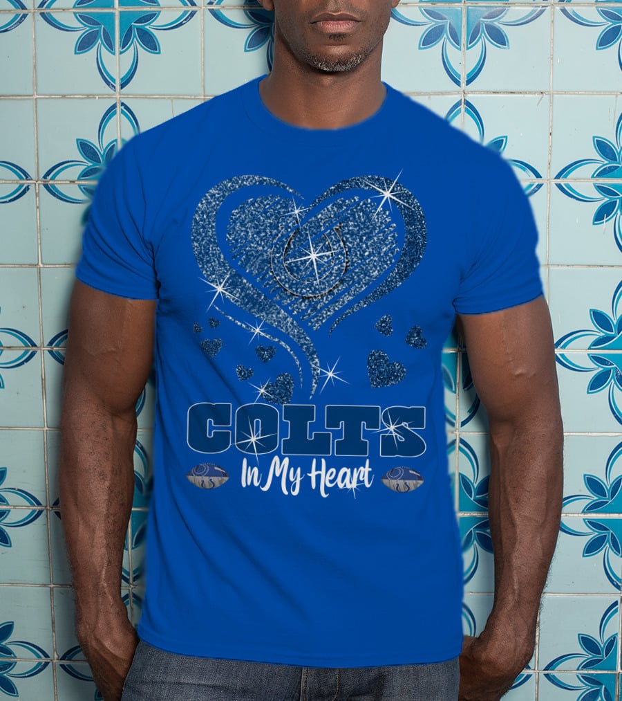 Colts In My Heart Sparkling Blue Heart T-Shirt
