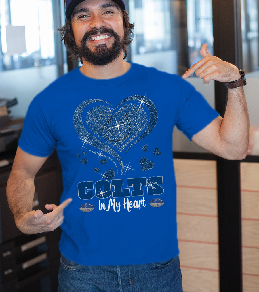 Colts In My Heart Sparkling Blue Heart T-Shirt