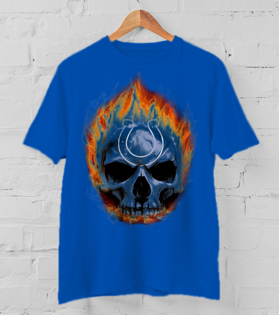 Indianapolis Colts Flaming Skull T-Shirt