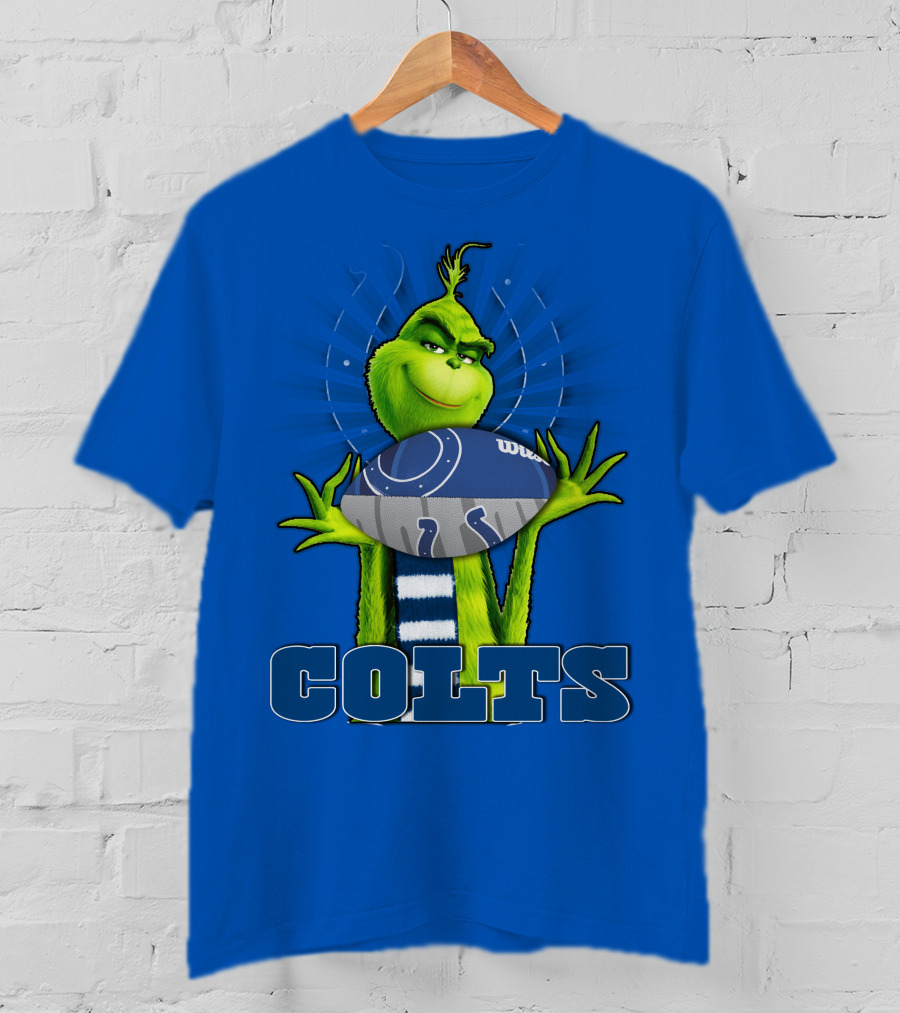 Grinch Holding Indianapolis Colts Football Stadium Background T-Shirt