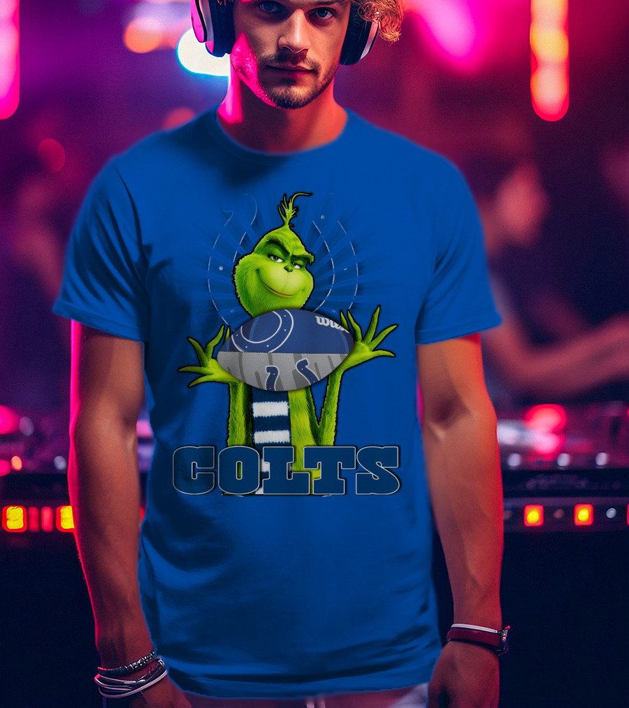 Grinch Holding Indianapolis Colts Football Stadium Background T-Shirt