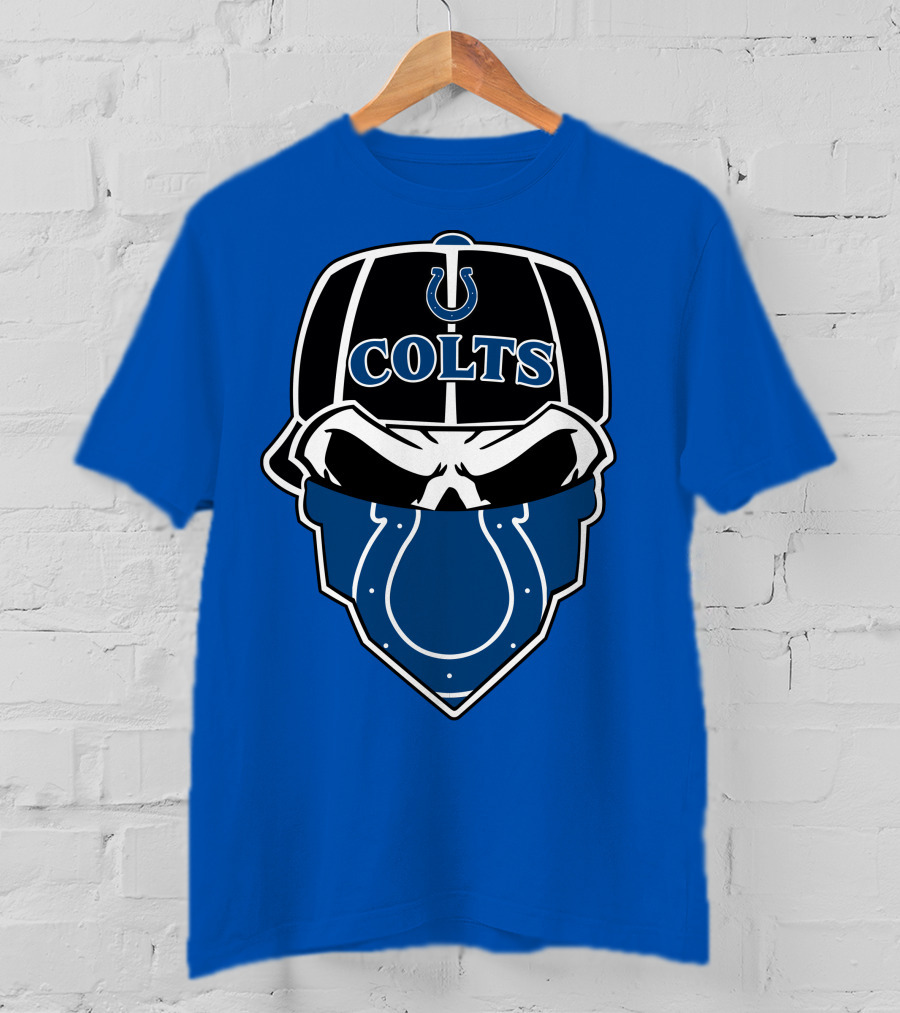 Indianapolis Colts Skull Bandana Helmet T-Shirt