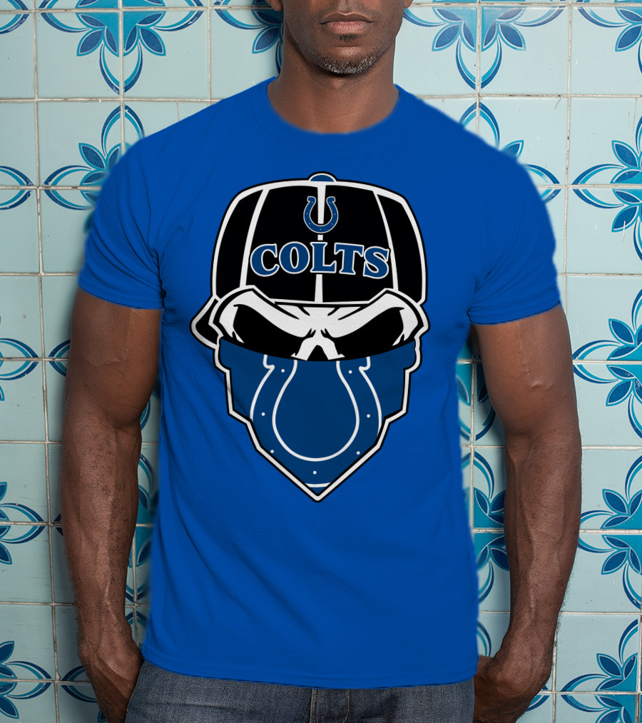 Indianapolis Colts Skull Bandana Helmet T-Shirt