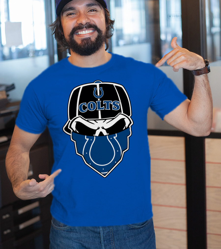 Indianapolis Colts Skull Bandana Helmet T-Shirt