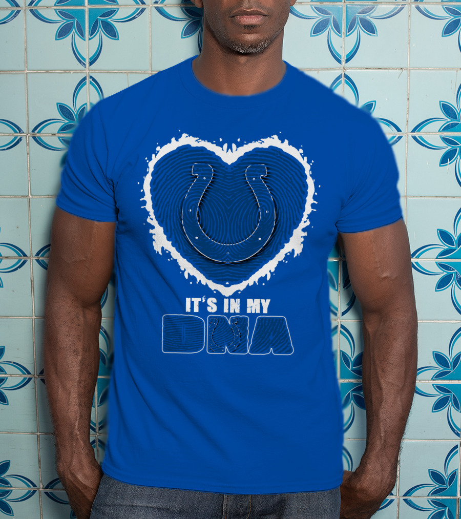 Indianapolis Colts It's In My Dna Heart Horseshoe Fingerprint T-Shirt