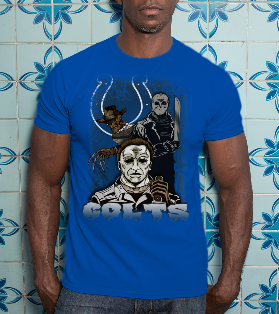 Colts Indianapolis Horror Characters Halloween Mashup T-Shirt
