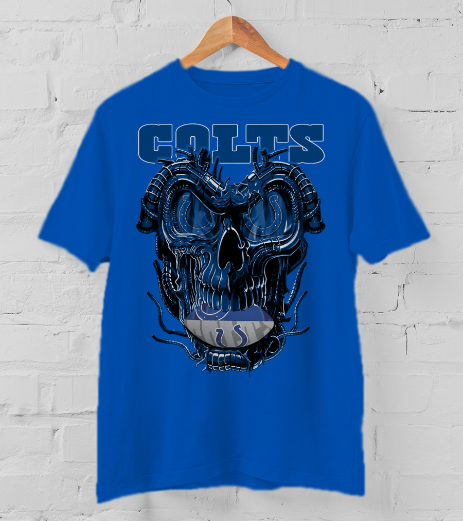 Dragonskull Colts Skull With Indianapolis Horseshoe T-Shirt