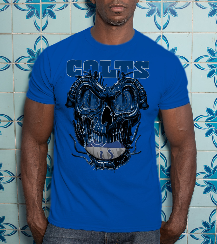 Dragonskull Colts Skull With Indianapolis Horseshoe T-Shirt