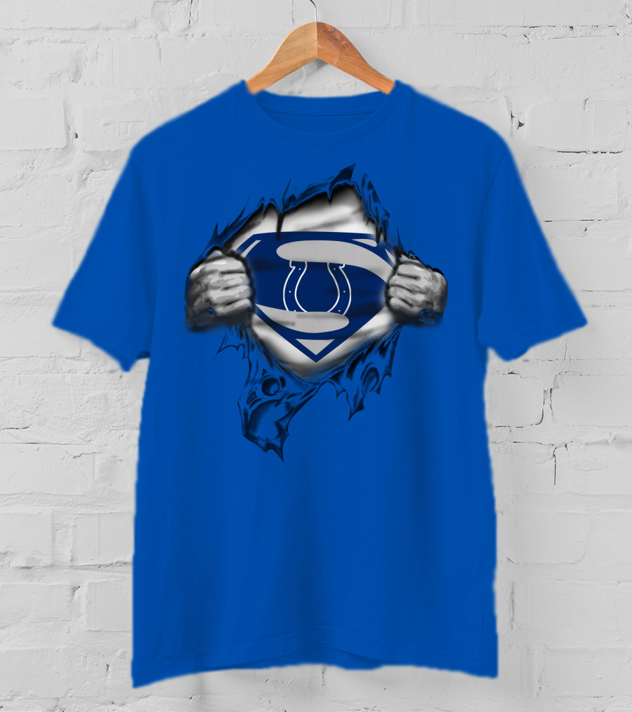 Superman Style Indianapolis Colts 70 Logo Burst T-Shirt